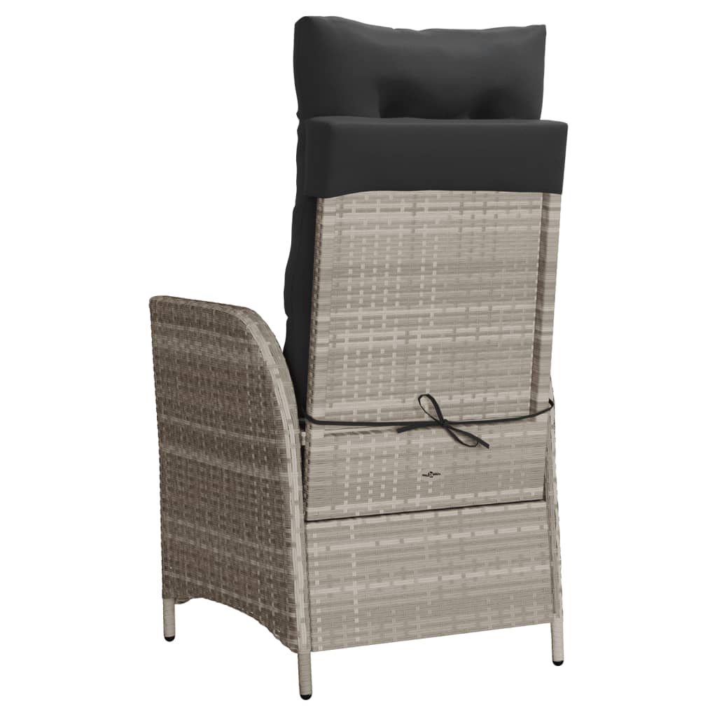 Tuinstoelen 2 st verstelbaar met kussens poly rattan lichtgrijs