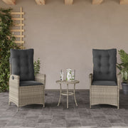 Tuinstoelen 2 st poly rattan lichtgrijs verstelbaar