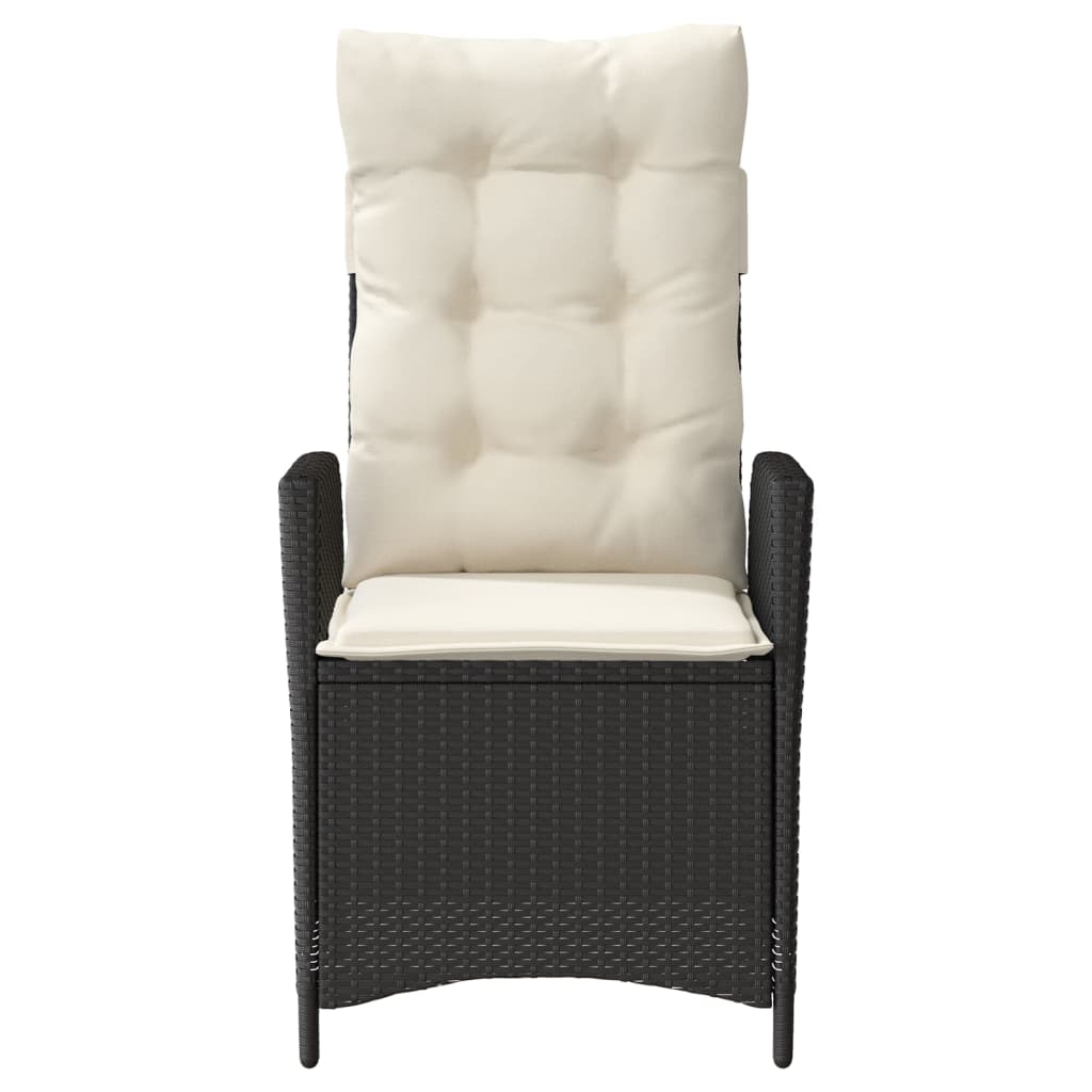3-delige Bistroset met kussens poly rattan zwart