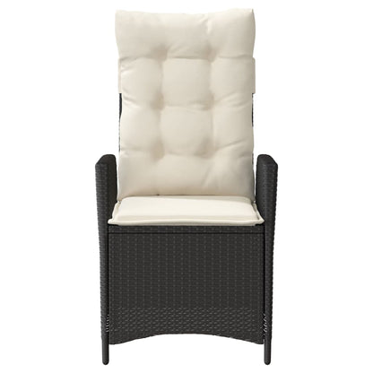 3-delige Bistroset met kussens poly rattan zwart