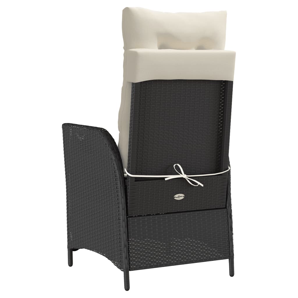 3-delige Bistroset met kussens poly rattan zwart