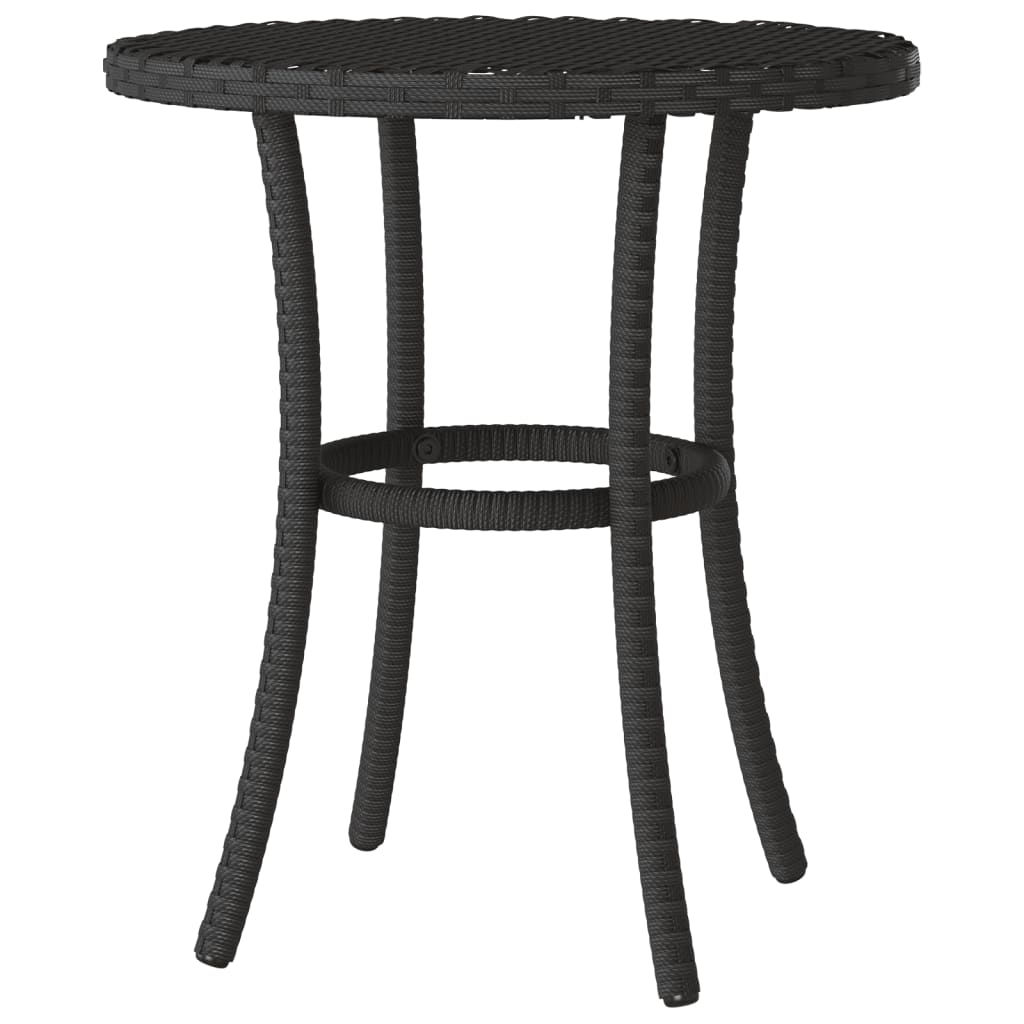 3-delige Bistroset met kussens poly rattan zwart