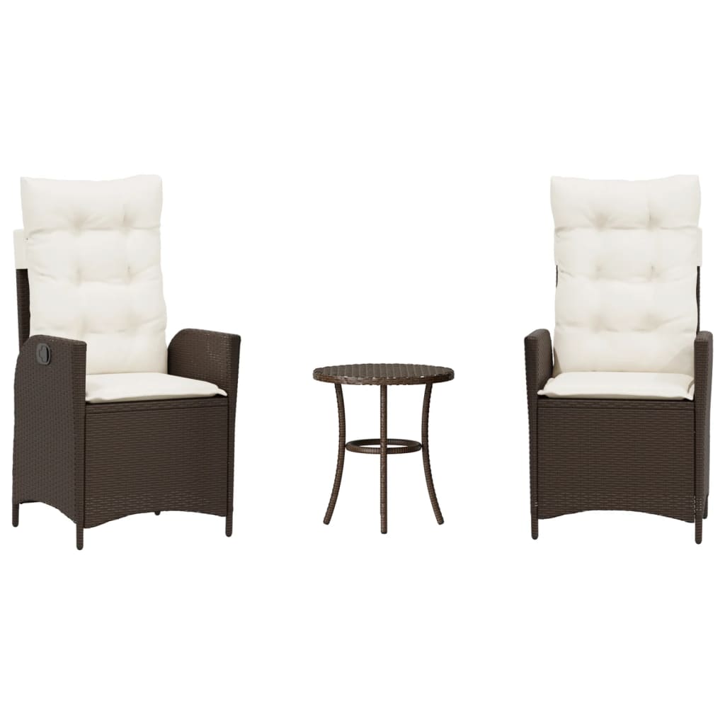 3-Delige Bistroset Met Kussens Poly Rattan Bruin