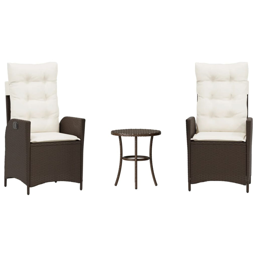 3-Delige Bistroset Met Kussens Poly Rattan Bruin