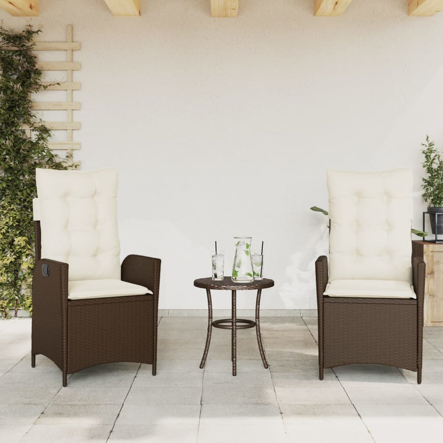 3-Delige Bistroset Met Kussens Poly Rattan Bruin