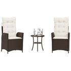 Bistroset 3-delig poly rattan bruin