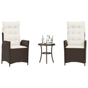 Bistroset 3-delig poly rattan bruin