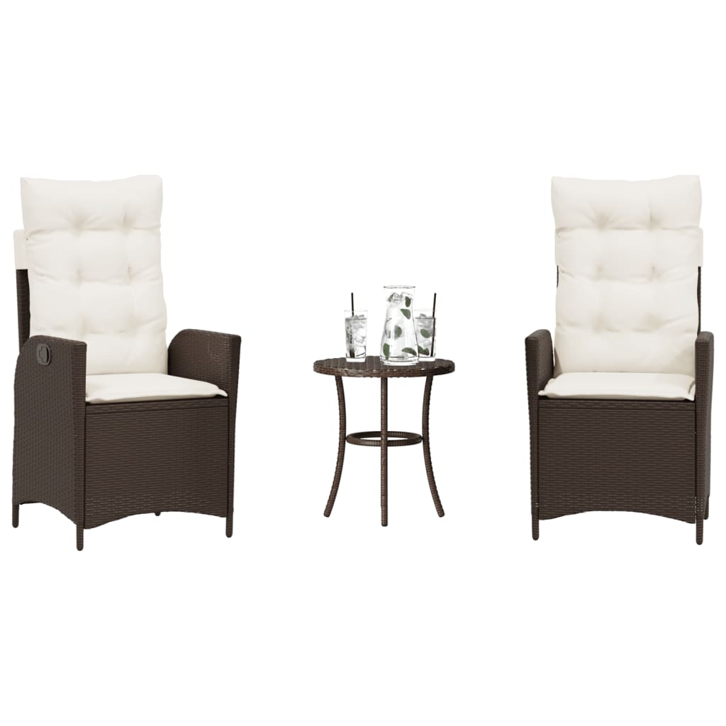 3-Delige Bistroset Met Kussens Poly Rattan Bruin