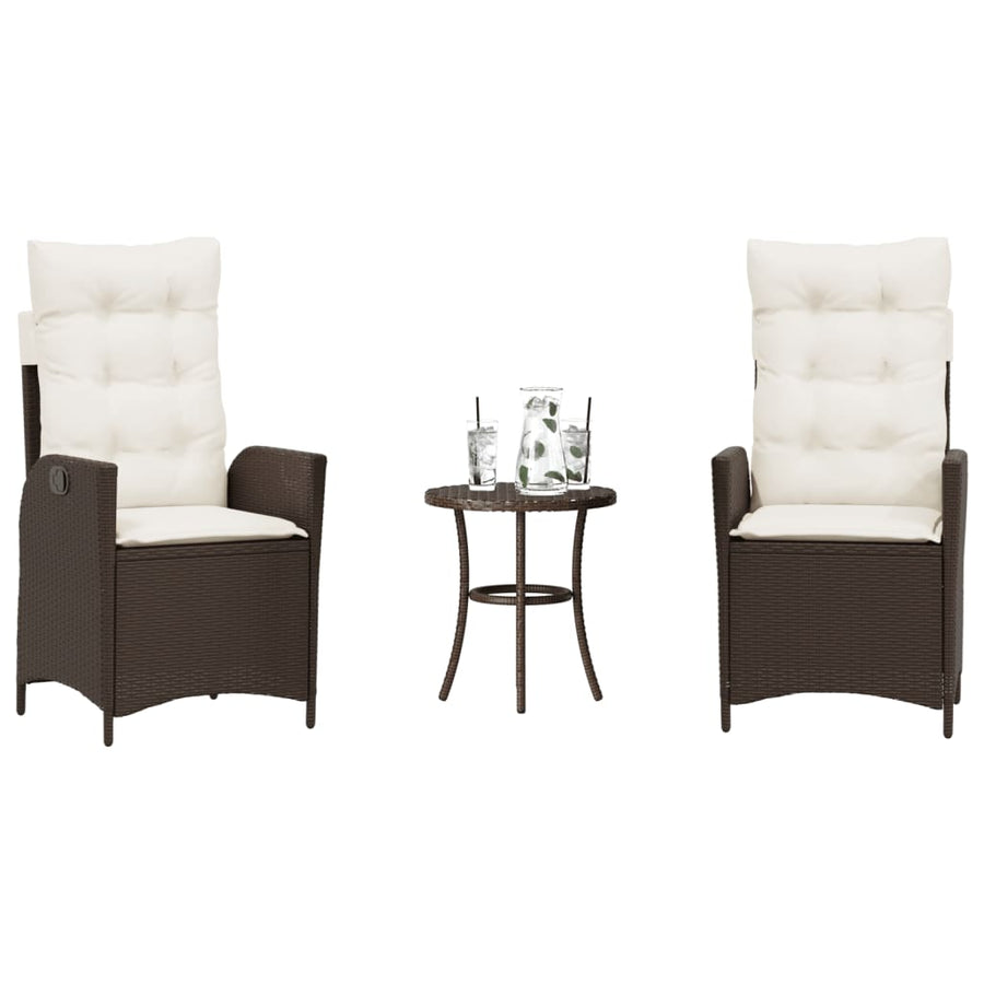 3-Delige Bistroset Met Kussens Poly Rattan Bruin