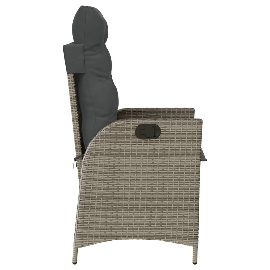 3-delige Bistroset met kussens poly rattan grijs