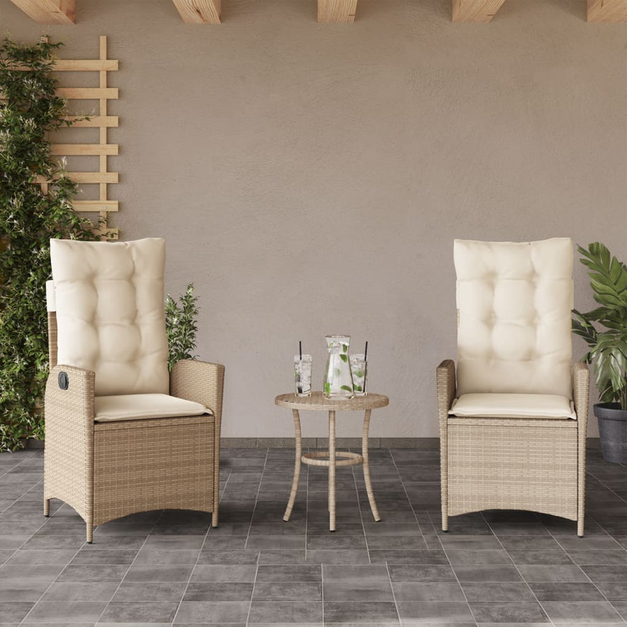 3-Delige Bistroset Met Kussens Poly Rattan Beige