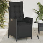 Garden chair adjustable with footrest poly rattan black