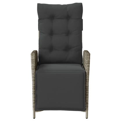 Tuinstoel verstelbaar met voetensteun poly rattan grijs