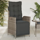 Adjustable garden chair with footrest poly rattan grey