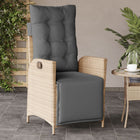 Adjustable Garden Chair with Footrest Polyrattan Mixed Beige
