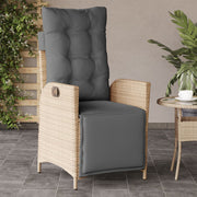 Tuinstoel verstelbaar poly rattan gemengd beige met voetensteun