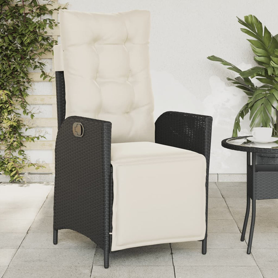 Tuinstoelen 2 st verstelbaar met voetensteun poly rattan zwart