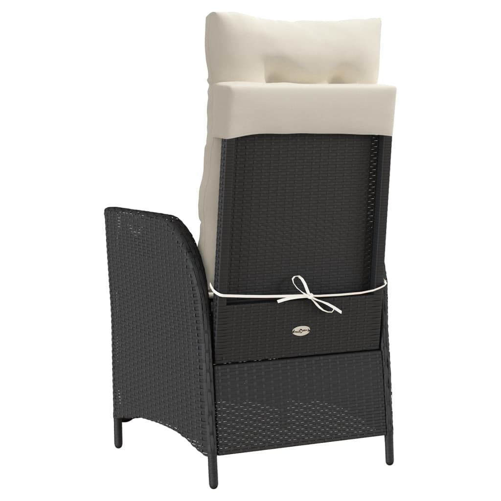 Tuinstoelen 2 st verstelbaar met voetensteun poly rattan zwart