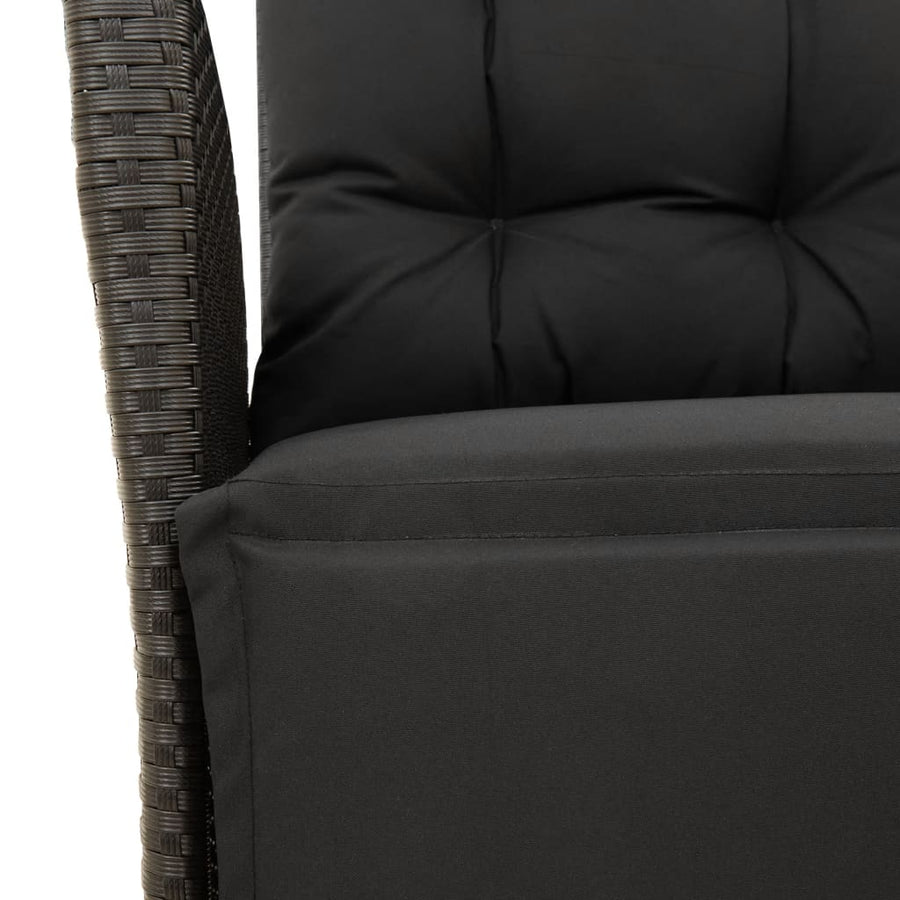 Tuinstoelen 2 st verstelbaar met voetensteun poly rattan zwart