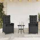 Garden chairs 2 pcs adjustable with footrest poly rattan black