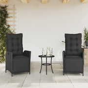 Tuinstoelen 2 st poly rattan zwart verstelbaar