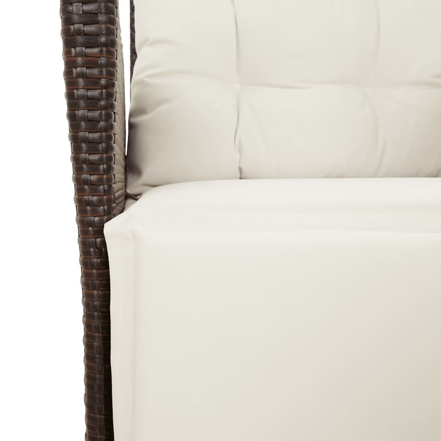 Tuinstoelen 2 st verstelbaar met voetensteun poly rattan bruin