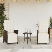 Tuinstoelen 2 st poly rattan bruin verstelbaar