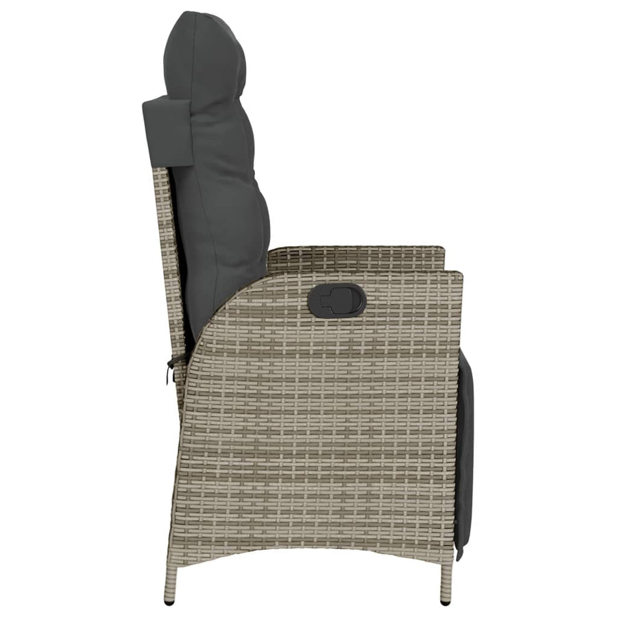 Tuinstoelen 2 st verstelbaar met voetensteun poly rattan grijs