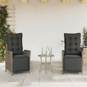 Tuinstoelen 2 st poly rattan grijs verstelbaar
