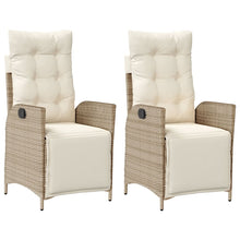 Tuinstoelen 2 st verstelbaar met voetensteun poly rattan beige