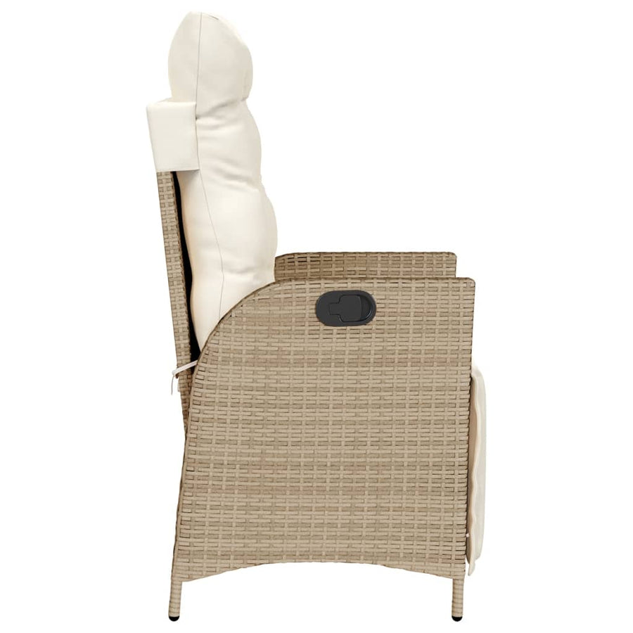 Tuinstoelen 2 st verstelbaar met voetensteun poly rattan beige