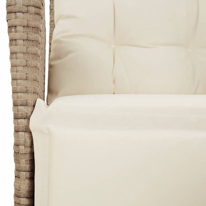 Tuinstoelen 2 st verstelbaar met voetensteun poly rattan beige