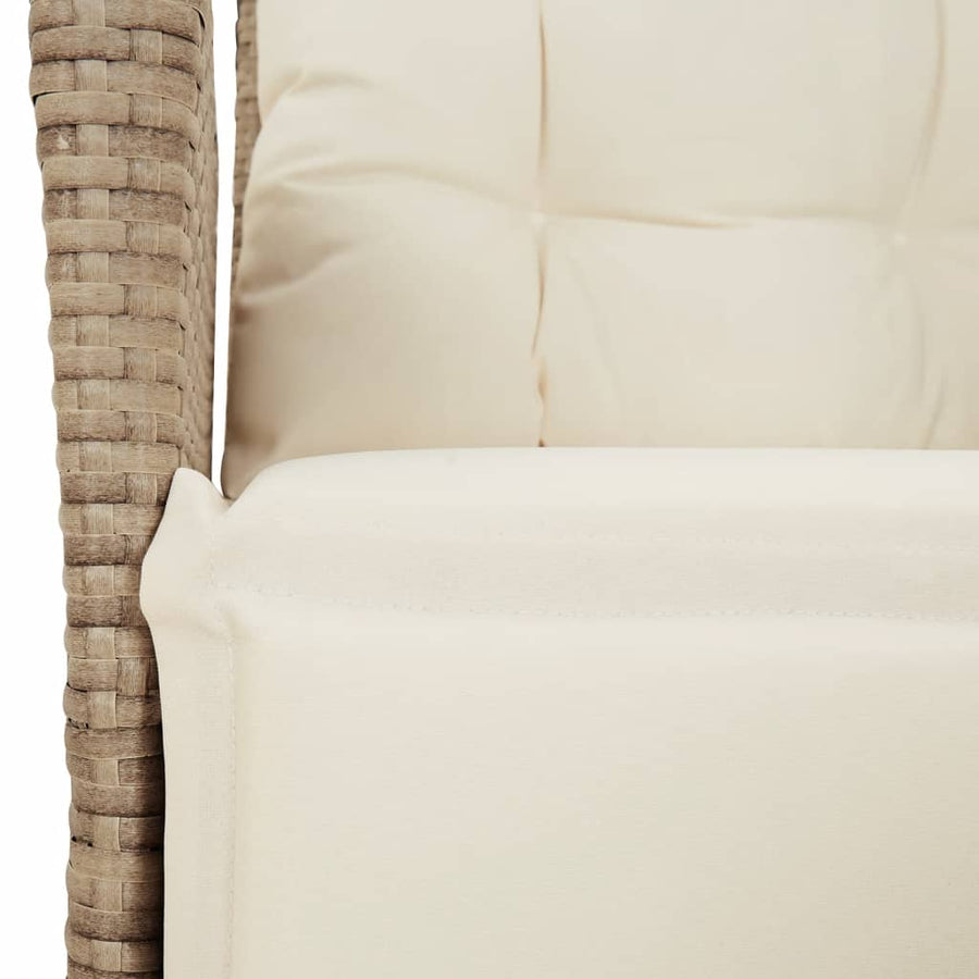 Tuinstoelen 2 st verstelbaar met voetensteun poly rattan beige