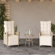 Tuinstoelen 2 stuks verstelbaar poly rattan beige