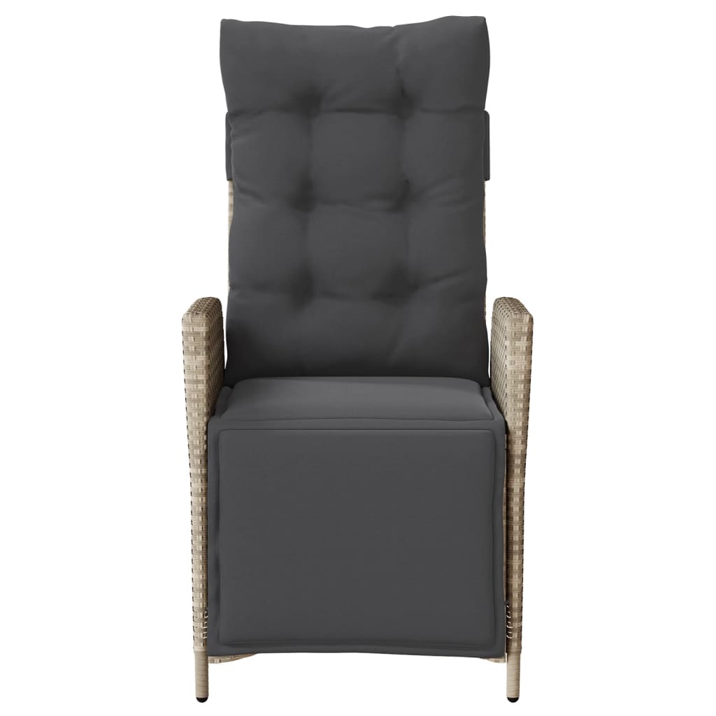 Tuinstoelen 2 st verstelbaar voetensteun poly rattan lichtgrijs