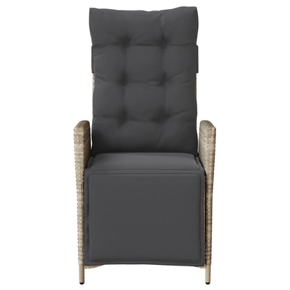 Tuinstoelen 2 st verstelbaar voetensteun poly rattan lichtgrijs