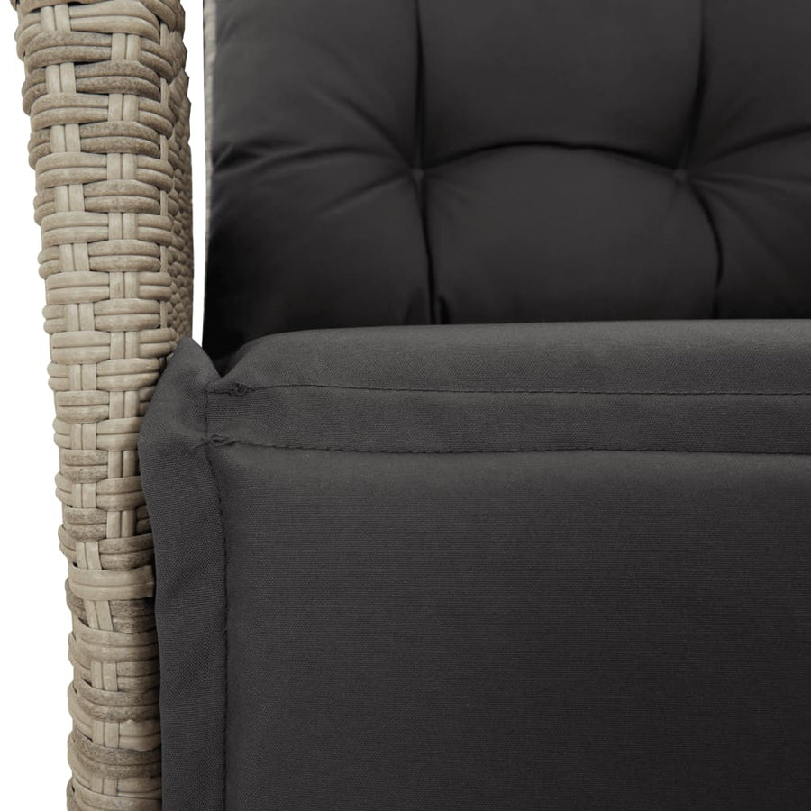 Tuinstoelen 2 st verstelbaar voetensteun poly rattan lichtgrijs