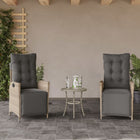 Garden chairs 2 pcs adjustable footrest poly rattan light gray