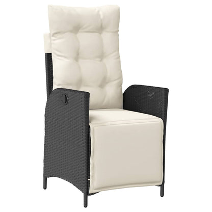 3-delige Bistroset met kussens poly rattan zwart