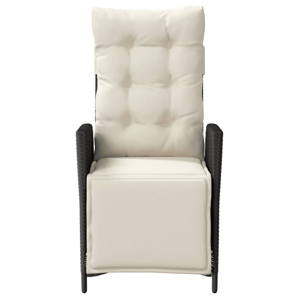 3-delige Bistroset met kussens poly rattan zwart