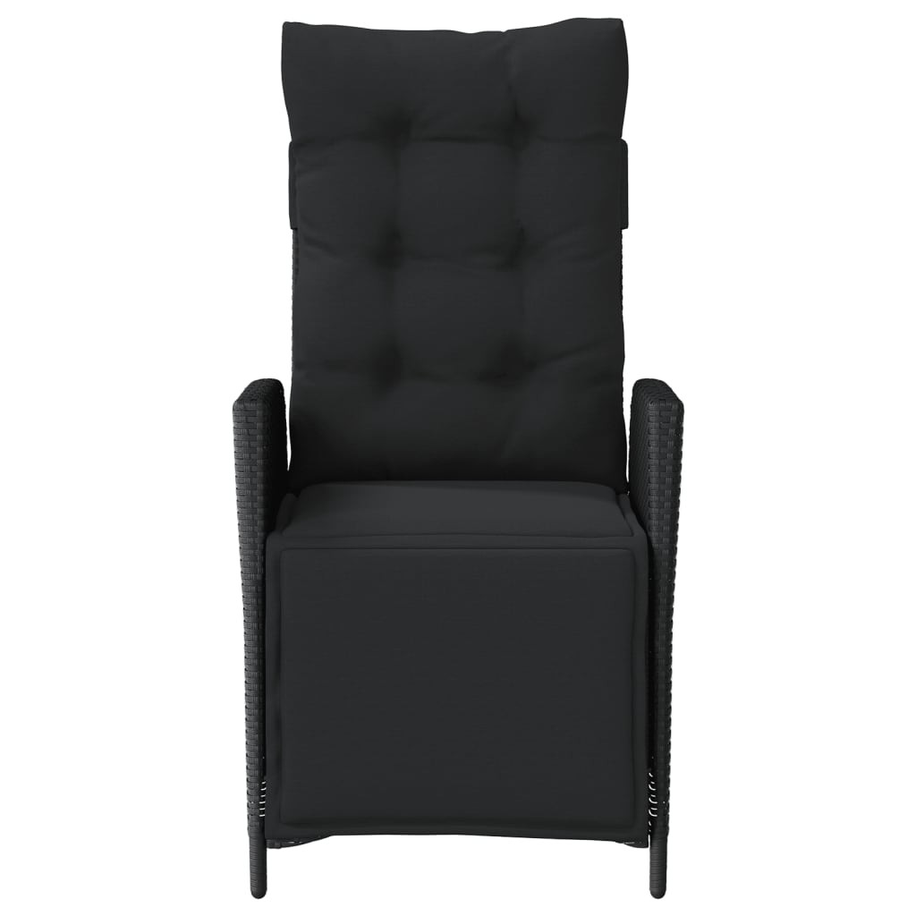 3-delige Bistroset met kussens poly rattan zwart