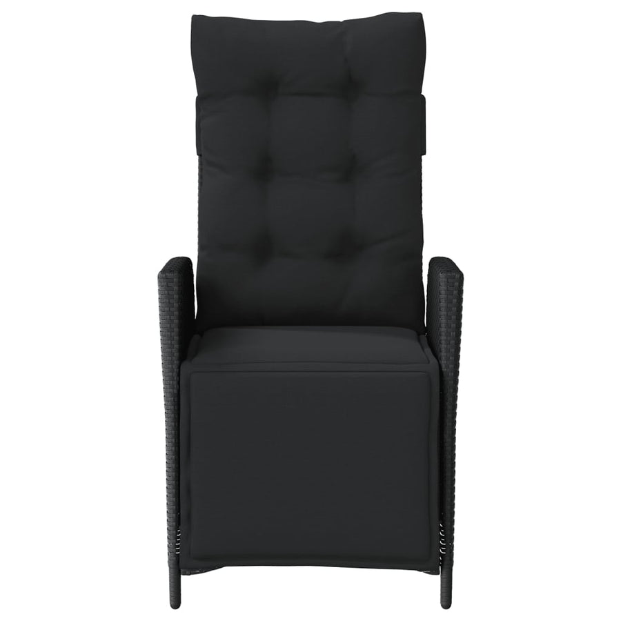 3-delige Bistroset met kussens poly rattan zwart