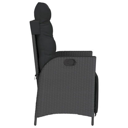 3-delige Bistroset met kussens poly rattan zwart