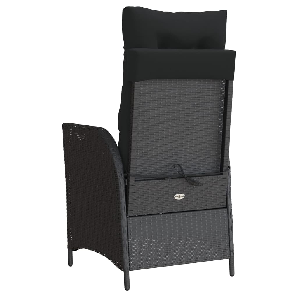 3-delige Bistroset met kussens poly rattan zwart