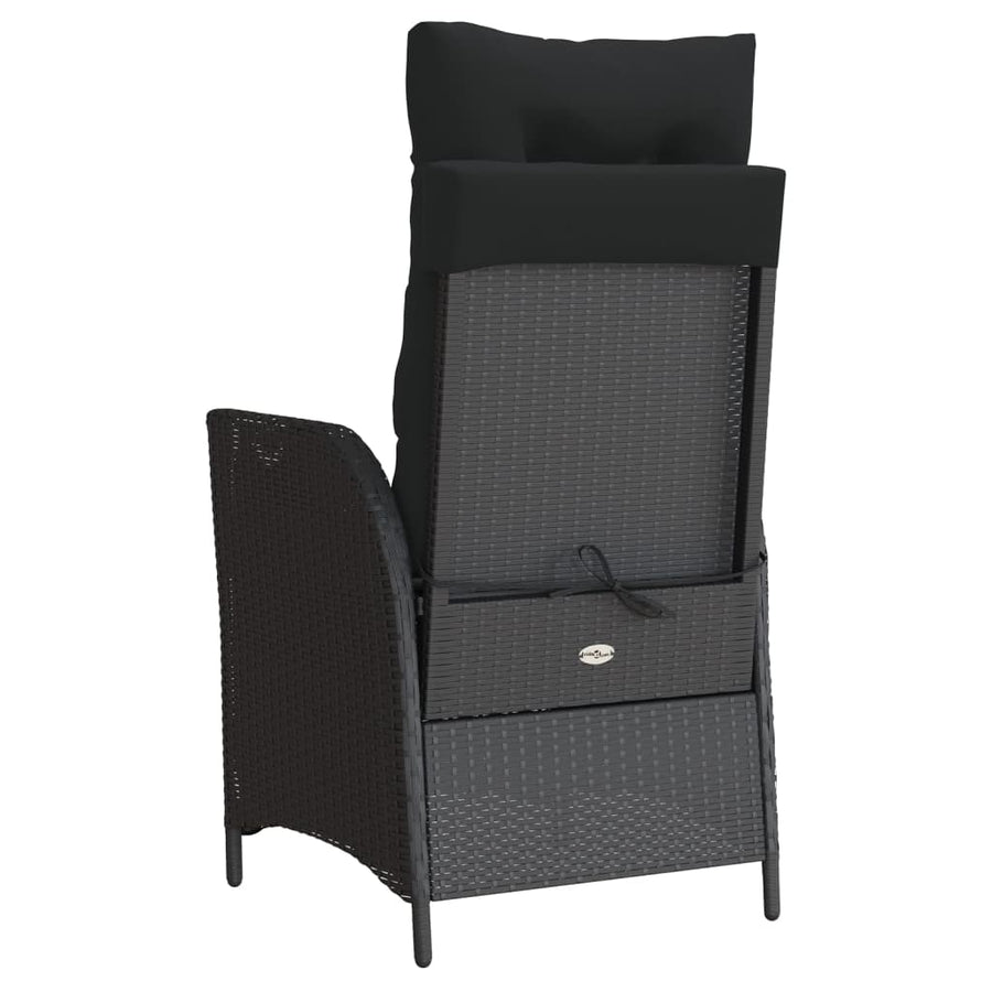 3-delige Bistroset met kussens poly rattan zwart