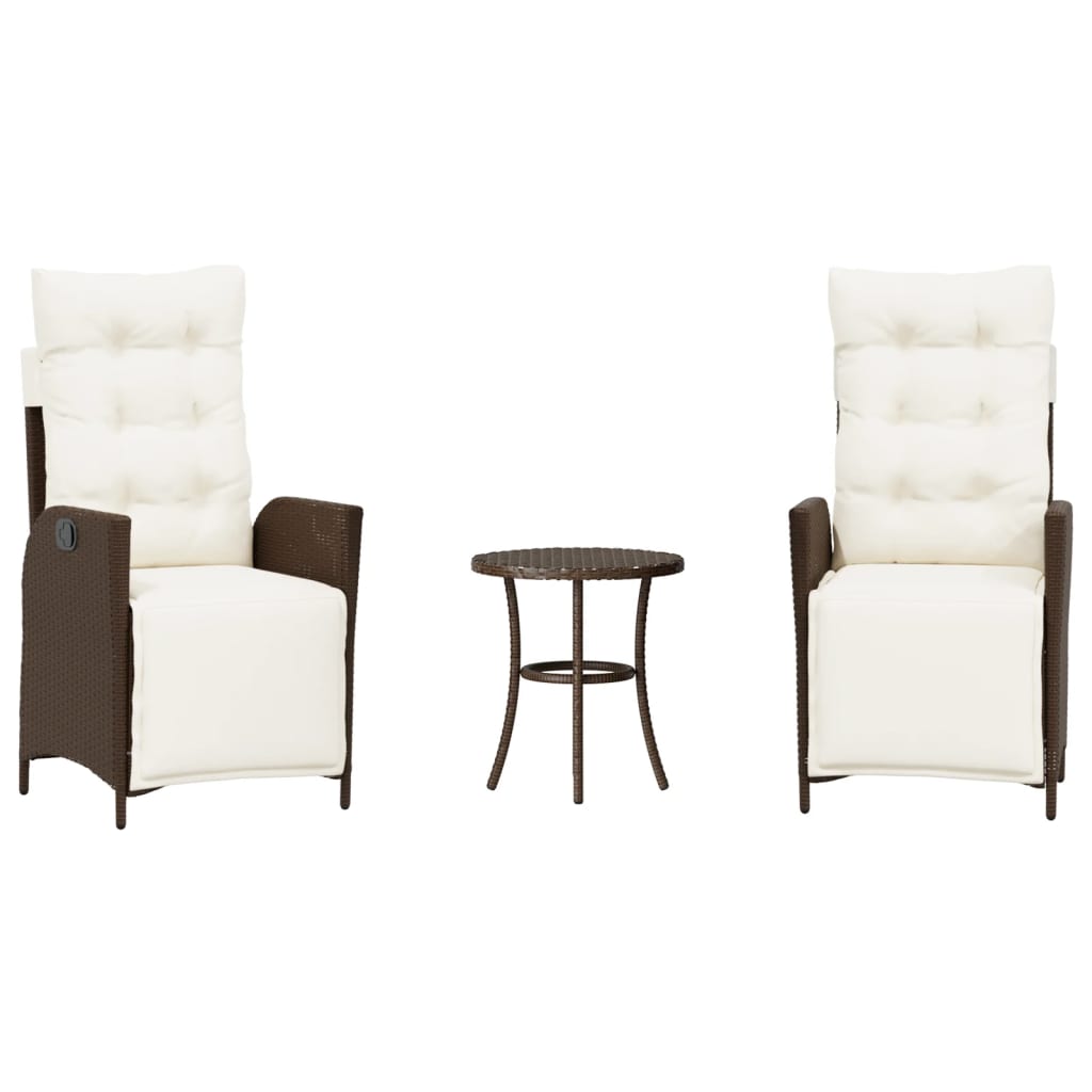 3-Delige Bistroset Met Kussens Poly Rattan Bruin
