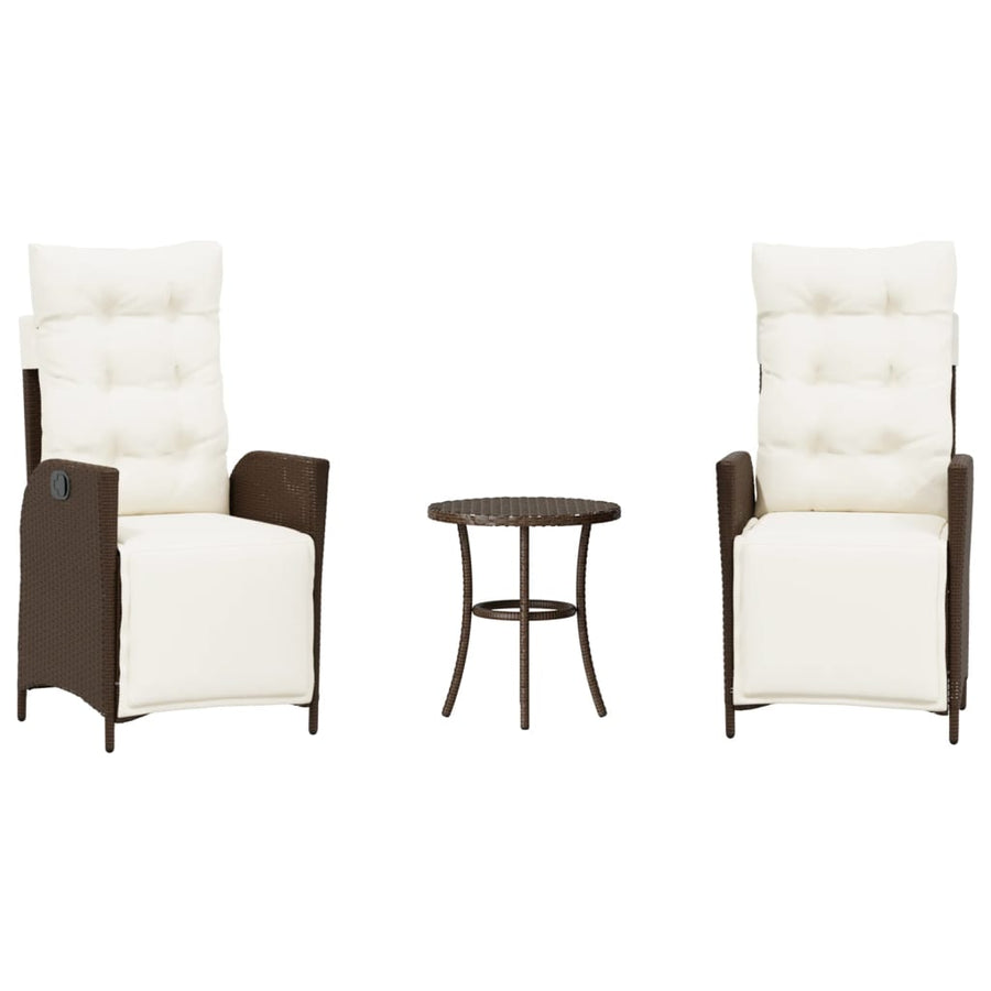 3-Delige Bistroset Met Kussens Poly Rattan Bruin