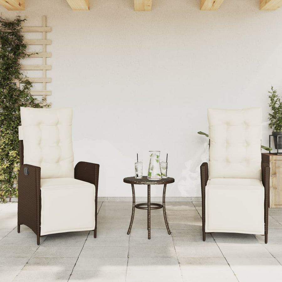 3-Delige Bistroset Met Kussens Poly Rattan Bruin