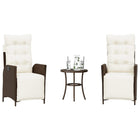 Bistroset 3-delig poly rattan bruin met kussens