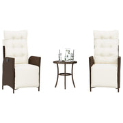 Bistroset 3-delig poly rattan bruin met kussens